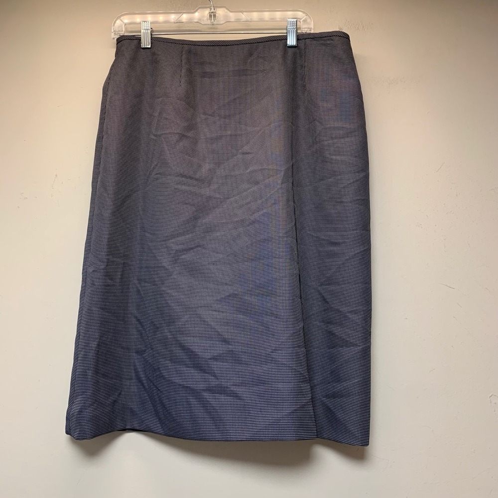 Le Suit Pencil Skirt Womens 16 Navy Blue Excellent Micro Check Knee Length